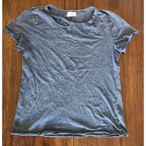 Anthropologie T.La Charcoal Cutout TShirt Womens Size S Gray Marbled Stonewash